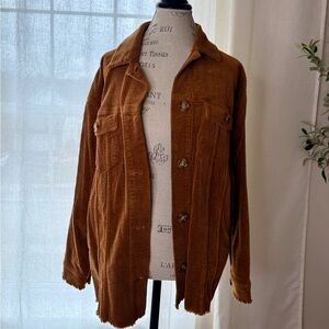 Oversized Corduroy Button-Up Jacket